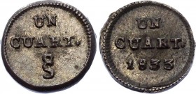 Chile 1/4 Real 1833 So
KM# 89; Silver; AUNC