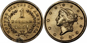 United States 1 Dollar 1851
KM# 93; Gold (900), VF