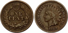 United States 1 Cent 1869
KM# 90a; "Indian Head Cent"; Not Common