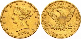 United States 10 Dollars 1894
KM# 102; Gold (.900), 16.71g. AUNC.