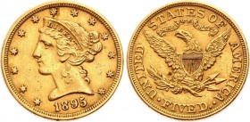 United States 5 Dollars 1895
KM# 101; Gold (.900), 8.35g. AUNC.