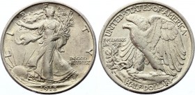 United States 1/2 Dollar 1918 S
KM# 142; Silver; "Walking Liberty Half Dollar"