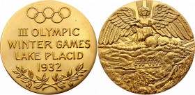 United States Olympics Medal 1932 Lake Placid
Later Commemorative Strike of Winner medal of III.Olympic W.Games in LAKE PLACID 1932 - Gold plated.