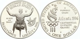 United States 1 Dollar 1996 P
KM# 268; Silver Proof; Atlanta Centennial Olympic Games - Wheelchair Athlete