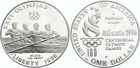 United States 1 Dollar 1996 P
KM# 272; Silver Proof; Atlanta Centennial Olympic Games - Rowing