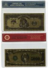 United States Lot of 2 Golden Banknotes
5 Dollars (ND) & 5000 Dollars (ND); Each Banknote is 24 K Carat Gold; With Certificates; UNC