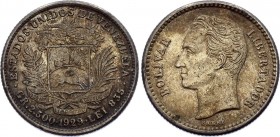 Venezuela 1/2 Bolivar 1929
Y# 21; Mintgage 400,000. Silver, XF+. Nice original toning. Rare coin on practice.