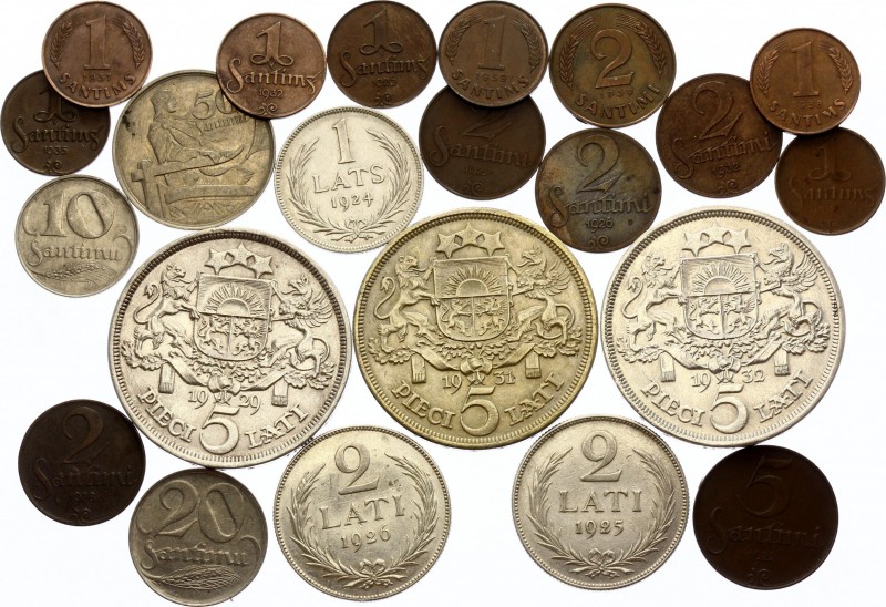 Latvia Lot of 22 Coins
With Silver; Excellent selection of coins of Latvia, bot...