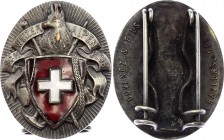 Switzerland "Climbers Club" Beginning of 20th Century
Heavy Metal, Silver Plated, Red Enamel, Mounting on two Pins