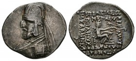 REINO DE PARTIA, Mithradates III. Dracma. (Ar. 4,11g/21mm). 87-80 a.C. (Shellwood 31). MBC+.