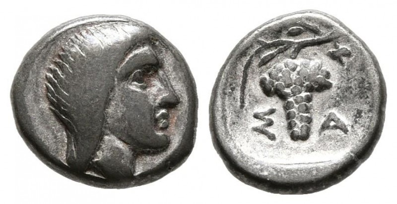 TRACIA, Saratokos. Dióbolo. (Ar. 0,89g/10mm). 444-424 a.C. (SNG Copenhagen no ci...