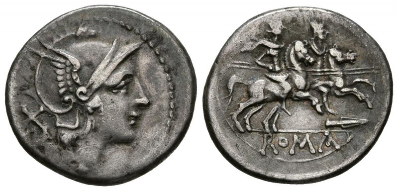 ACUÑACIONES ANONIMAS. Denario. (Ar. 3,68g/21mm). 209 a.C. Sudeste de Italia. (Cr...