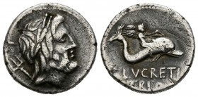 GENS LUCRETIA. Denario. (Ar. 3,92g/18mm). 76 a.C. Roma. (Crawford 390/2; FFC 824). MBC-.