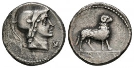 GENS RUSTIA. Denario. (Ar. 3,70g/17mm). 76 a.C. Roma. (Crawford 389/1; FFC 1094). MBC.