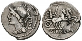 GENS SERVILIA. Denario. (Ar. 3,78g/21mm). 100 a.C. Norte de Italia. (Crawford 328/1; FFC 1118). MBC.