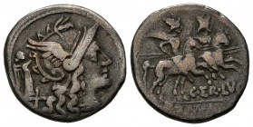 GENS TERENTIA. Denario. (Ar. 3,77g/14mm). 147 a.C. Roma. (Crawford 217/1; FFC 1140). MBC-.