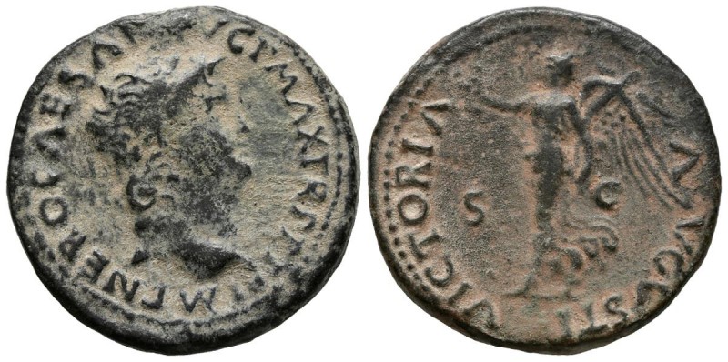 NERON. As. (Ae. 15,82g/29mm). 66-67 d.C. Lugdunum. (RIC 522; Cohen 343). MBC-.