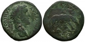 ANTONINO PIO. Sestercio (Ae. 24,05g/32.0mm). 140 d.C. Roma. (Ric III 650). Moneda conmemorativa del 900 aniversario de la fundación de Roma. BC+. Páti...