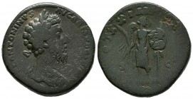 MARCO AURELIO. Sestercio. (Ae. 26,82g/32mm). 166 d.C. Roma. (RIC 934). BC+.