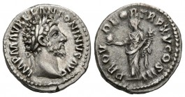 MARCO AURELIO. Denario. (Ar. 3,18g/17mm). 161 d.C. Roma. (RIC 25). MBC.