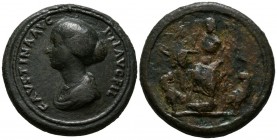 FAUSTINA II. Medallón. (Ae. 47,13g/39mm). 161-175 d.C. Roma. (Gnecchi 21, pl. 68, 7; Cohen 295). MBC-. Rarísimo ejemplar.

Ex colección 'R. J. Graha...