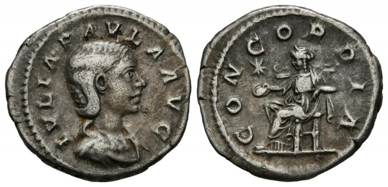 JULIA PAULA. Denario. (Ar. 2,99g/15mm). 219-220 d.C. Roma. (RIC 211). MBC. Escas...