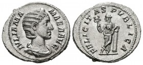 JULIA MAMAEA. Denario. (Ar. 3,30g/21mm). 227 d.C. Roma. (RIC 335). SC. Restos de brillo original. Espectacular ejemplar.