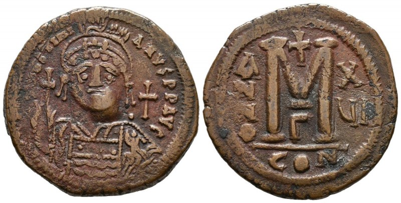 JUSTINIANO I. Follis. (Ae. 19,96g/35mm). 542-543 d.C. (RY 16). Constantinopla. (...