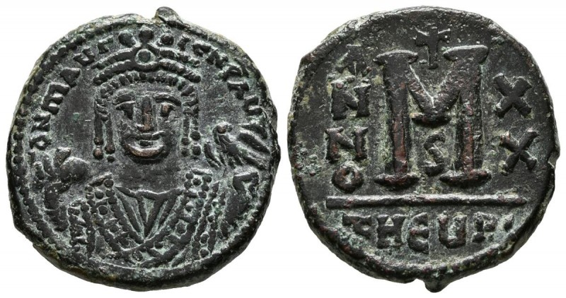 MAURICIO TIBERIO. Follis. (Ae. 11,24g/26mm). 601-602 d.C. RY 20. Theoupolis (Ant...