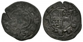 ALFONSO I de Aragón (1109-1126). Obolo. (Ve. 0,52g/16mm). Toledo. (FAB-26 var). Estrellas en 2º y 3º Cuadrante. MBC. Pátina oscura.