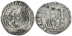 REYES CATOLICOS (1474-1504). 1 Real. (Ar. 3,01g/25mm). S/D. Granada. (Cal-371). Haz de 6 flechas. MBC-.