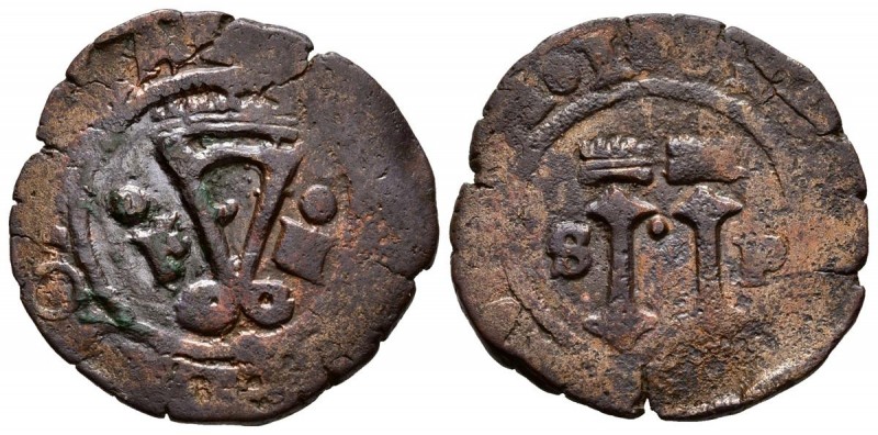 JUANA y CARLOS (1504-1555). 4 Maravedís. (Ae. 4,88g/25mm). S/D. Santo Domingo. (...
