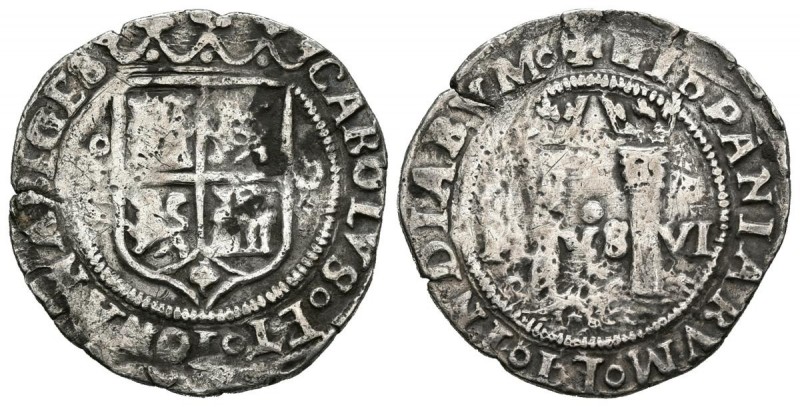 JUANA y CARLOS (1504-1555). 1 Real. (Ar. 3,24g/24mm). S/D (1554-1556). México MO...