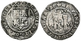 JUANA y CARLOS (1504-1555). 1 Real. (Ar. 3,24g/24mm). S/D (1554-1556). México MO. (Cal-2019-74). MBC-.