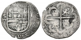 FELIPE II (1556-1598). 1 Real. (Ar. 3,15g/22mm). S/D (antes de 1588). Sevilla. (Cal-258). MBC-.