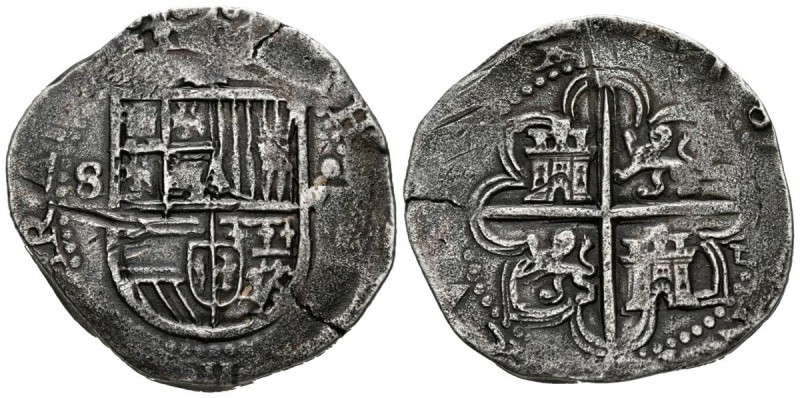 FELIPE II (1598-1621). 8 Reales. (Ar. 23,00g/36mm). Fecha no visible. Sevilla. (...