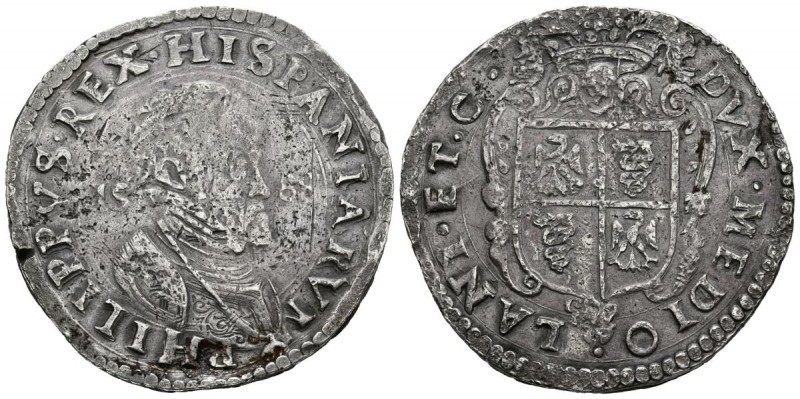FELIPE II (1556-1598). 1 Ducatón. (Ar. 31,95g/39mm). 1588. Milán. (Vti-53). MBC-...