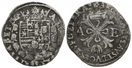ALBERTO e ISABEL (1598-1621). 1 Real (1/8 de Patagón). (Ar. 2,37g/25mm). S/D. Amberes. (Vanhoudt-595AN). MBC.