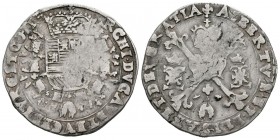 ALBERTO e ISABEL (1598-1621). 1/4 Patagón (Ar. 6,81g/30mm). Brujas. (Vti-269; Vanhoudt 621.AN). MBC-.