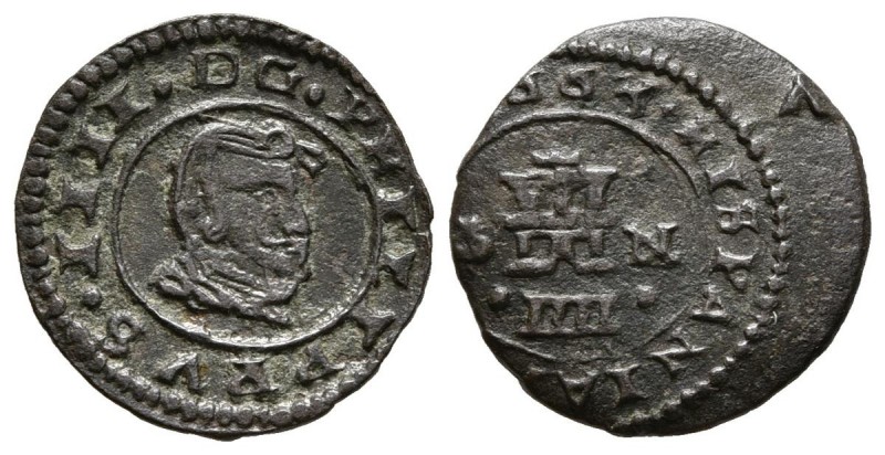 FELIPE IV (1621-1665). 4 Maravedís. (Ae. 1,09g/15mm). 1661. Madrid Y. (Cal-2019-...