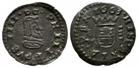 FELIPE IV (1621-1665). 4 Maravedís. (Ae. 0,86g/16mm). 1663. Trujillo M. (Cal-2019-284). MBC+/MBC. Escasa.