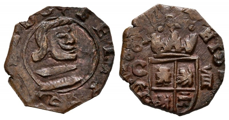FELIPE IV (1621-1665). 8 Maravedís. (Ae. 1,28g/14mm). 1661. Cuenca CA. Falsa de ...