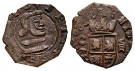 FELIPE IV (1621-1665). 8 Maravedís. (Ae. 1,28g/14mm). 1661. Cuenca CA. Falsa de época. (J. S. pág. 406). Acuñada a martillo. MBC+.