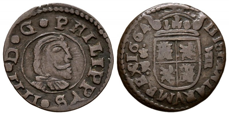 FELIPE IV (1621-1665). 8 Maravedís. (Ae. 1,98g/21mm). 1664. Coruña R. (Cal-2019-...