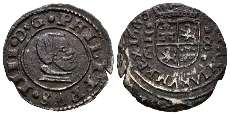 FELIPE IV (1621-1665). 8 Maravedís. (Ve. 1,75g/21mm). 1663. Cuenca CA. (Cal-2019...