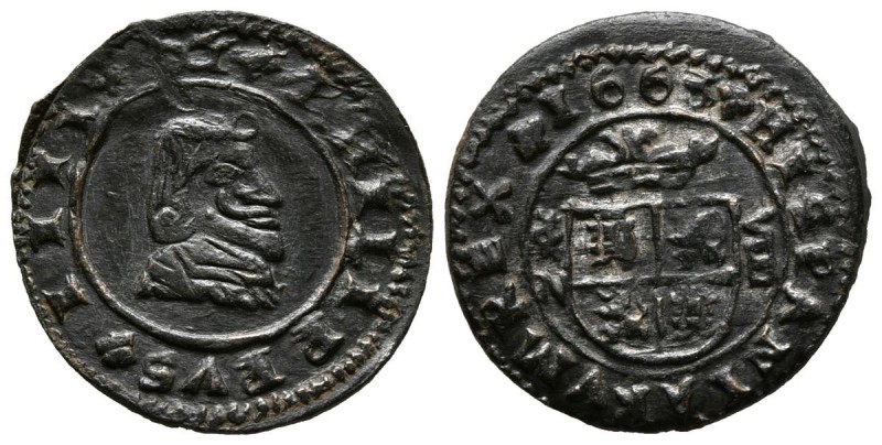 FELIPE IV (1621-1665). 8 Maravedís. (Ae. 2,39g/21mm). 1663. Granada N. (Cal-2019...