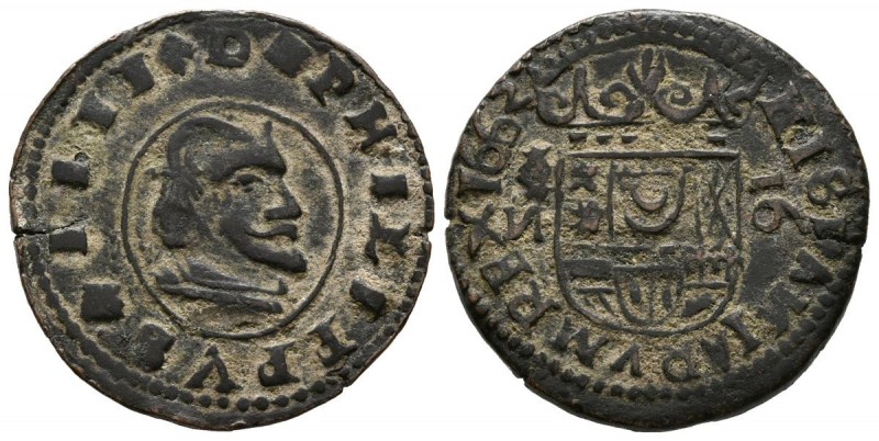 FELIPE IV (1621-1665). 16 Maravedís. (Ae. 4,69g/25mm). 1662. Granada. Falsa de é...