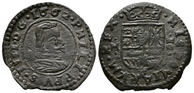 FELIPE IV (1621-1665). 16 Maravedís. (Ve. 3,42g/25mm). 1662. Trujillo M. (Cal-20...