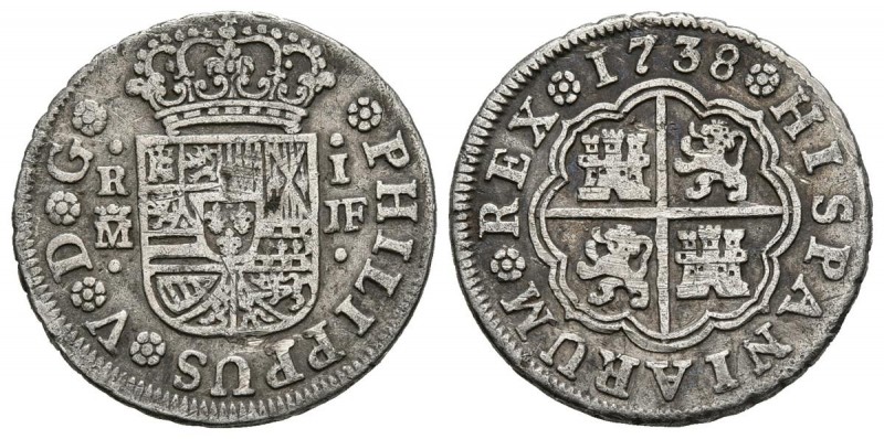 FELIPE V (1700-1746). 1 Real (Ar. 2,75g/20mm). 1738. Madrid JF. (Cal-2019-454). ...