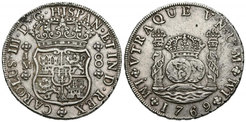 CARLOS III (1759-1788). 8 Reales. (Ar. 26,89g/39mm). 1769. Lima JM. (Cal-2019-10...